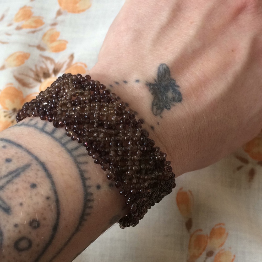 Purple seed bead cuff